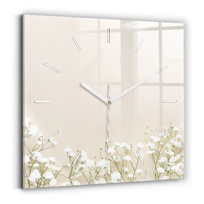 Square wall clock Blooming gypsophila flowers
