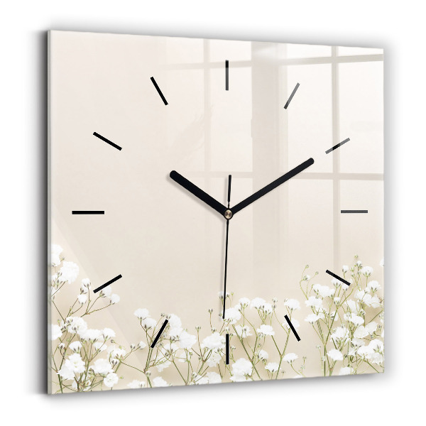 Square wall clock Blooming gypsophila flowers