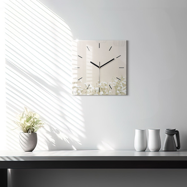Square wall clock Blooming gypsophila flowers