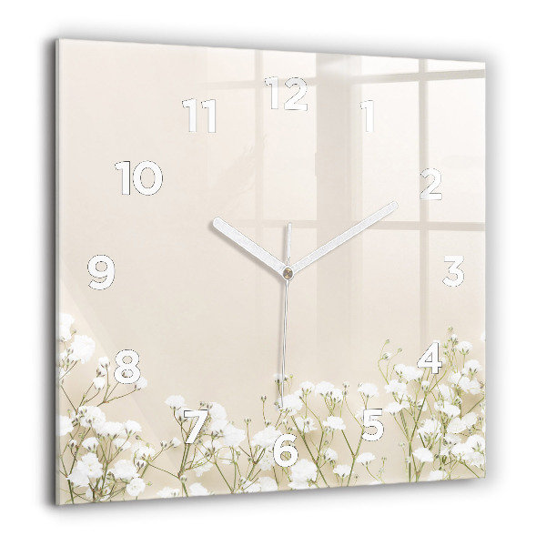 Square wall clock Blooming gypsophila flowers