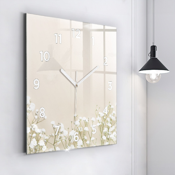 Square wall clock Blooming gypsophila flowers