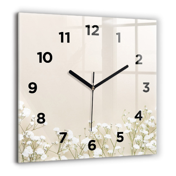 Square wall clock Blooming gypsophila flowers