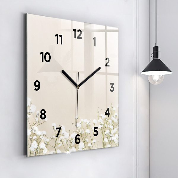 Square wall clock Blooming gypsophila flowers