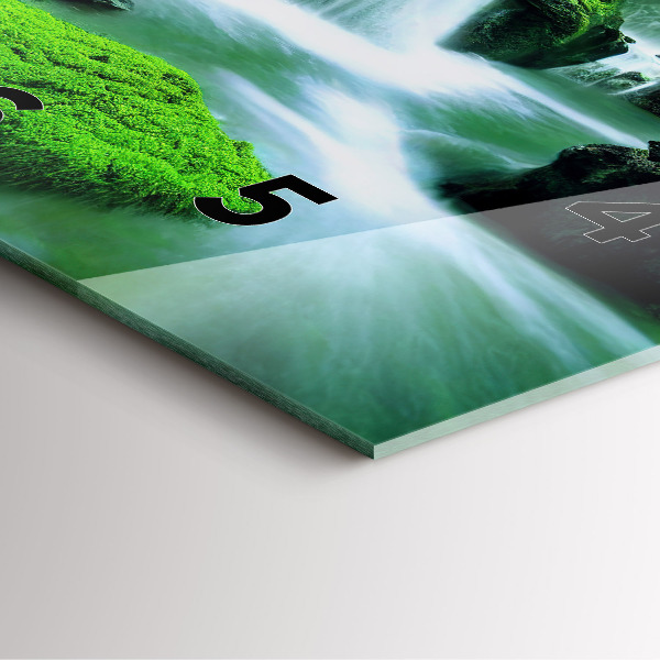 Square wall clock Waterfall among the moss