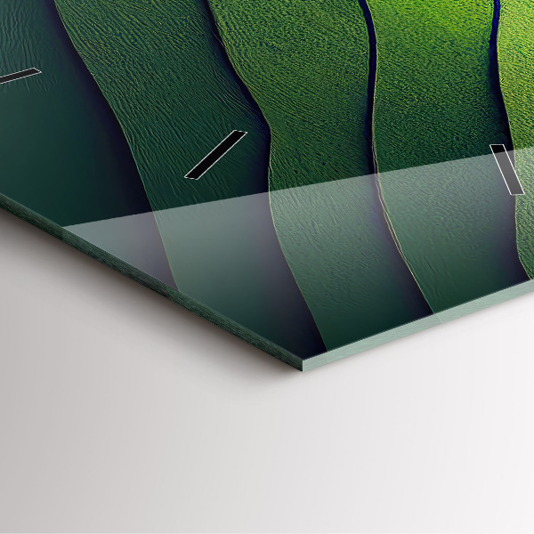 Square wall clock Green fields abstract