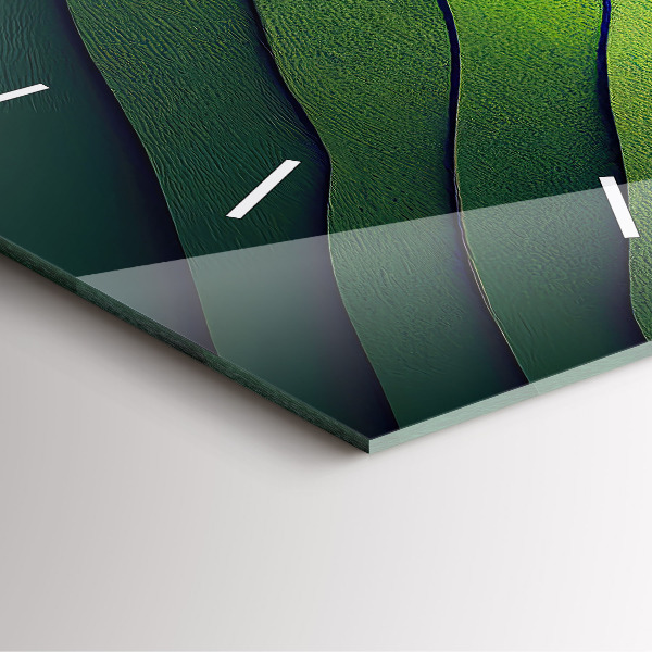 Square wall clock Green fields abstract