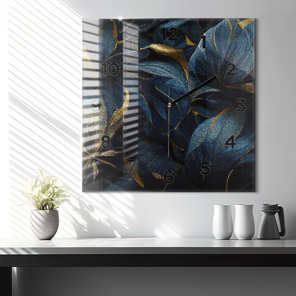 Square wall clock Decorative flowers