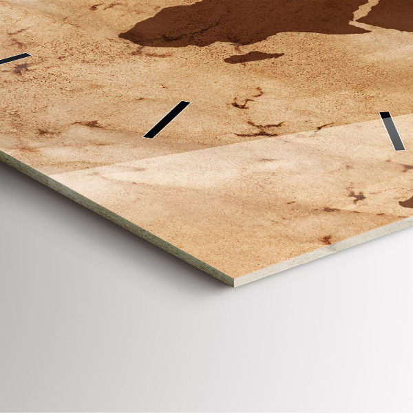 Square wall clock Vintage world map