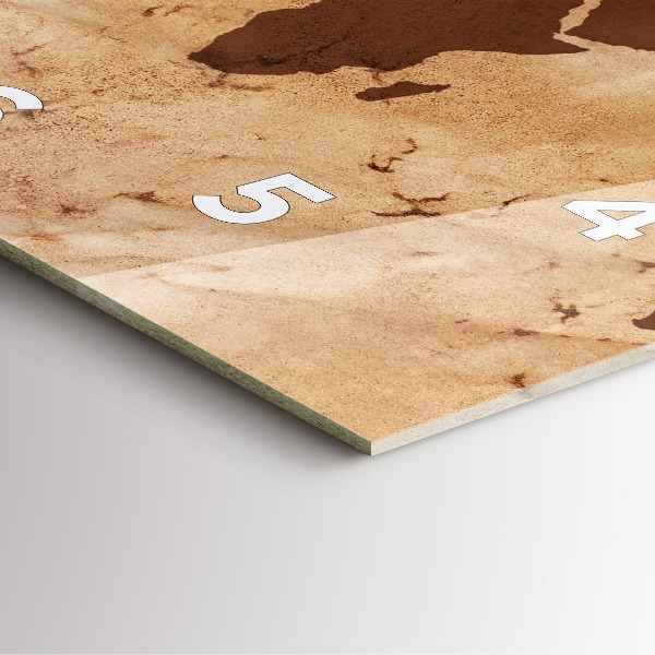 Square wall clock Vintage world map