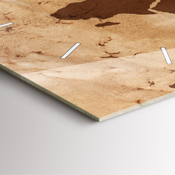 Square wall clock Vintage world map