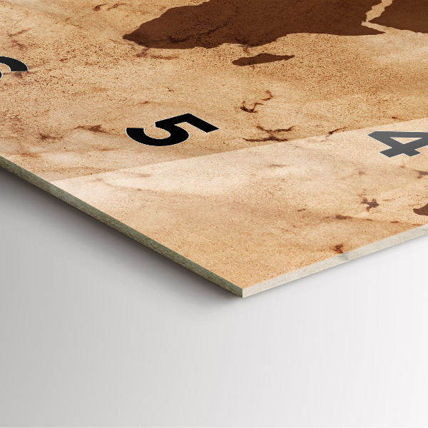 Square wall clock Vintage world map