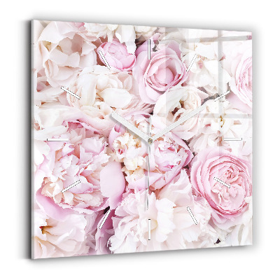 Square wall clock Decorative flowers