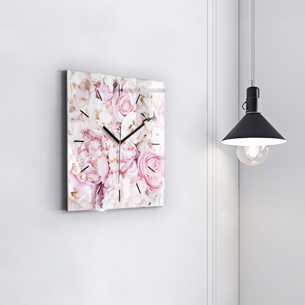 Square wall clock Decorative flowers