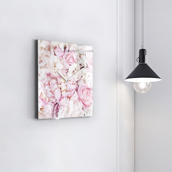 Square wall clock Decorative flowers
