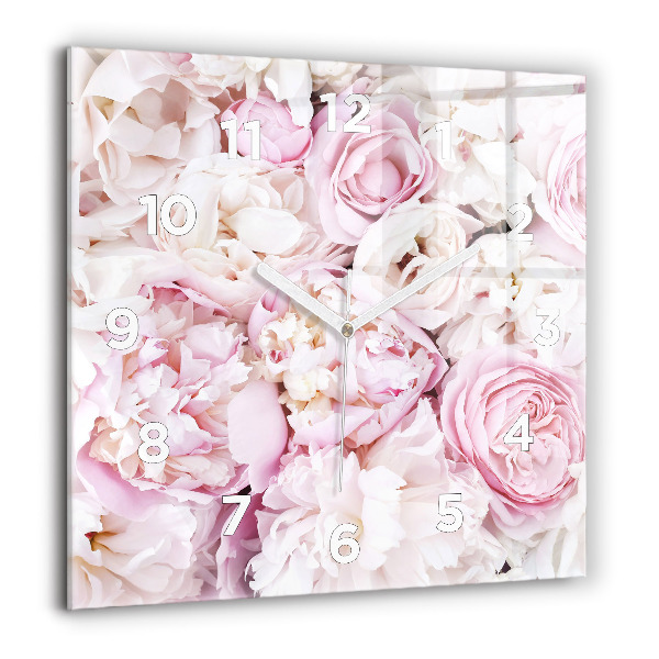 Square wall clock Decorative flowers