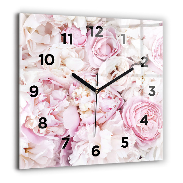 Square wall clock Decorative flowers