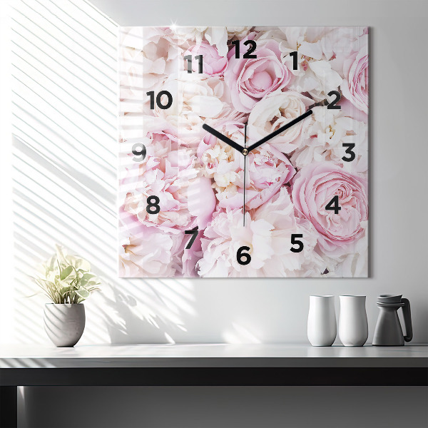 Square wall clock Decorative flowers