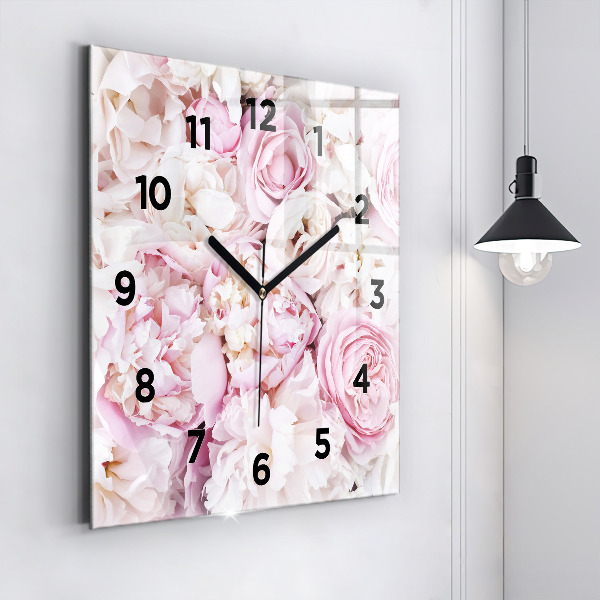 Square wall clock Decorative flowers