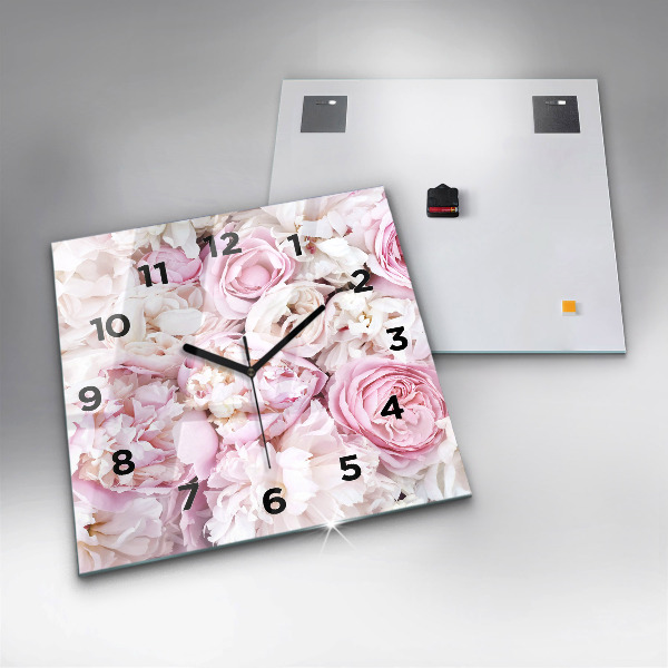 Square wall clock Decorative flowers
