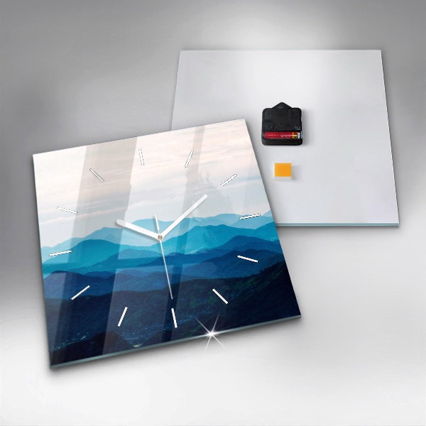 Square wall clock Watercolor mountains