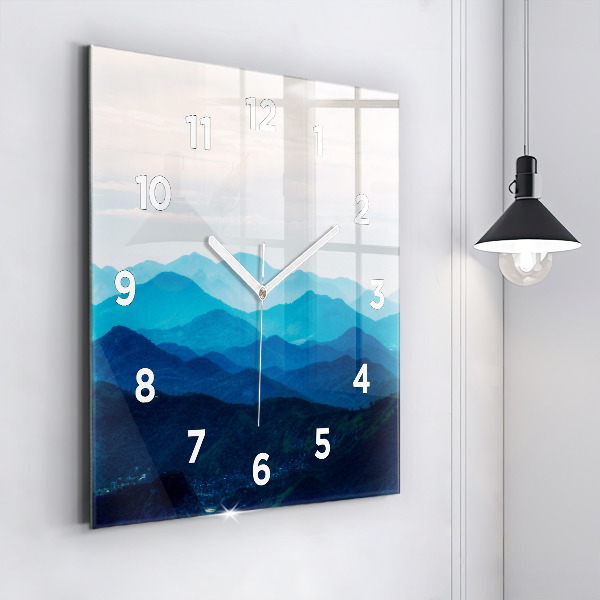 Square wall clock Watercolor mountains