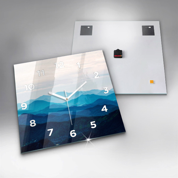 Square wall clock Watercolor mountains