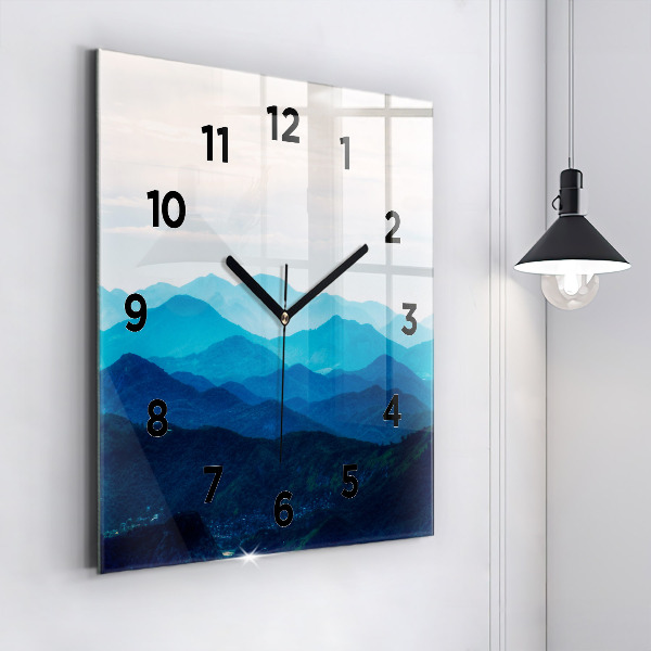 Square wall clock Watercolor mountains