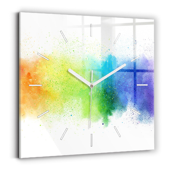 Square wall clock Abstract rainbow
