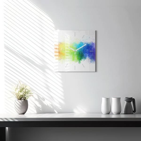 Square wall clock Abstract rainbow