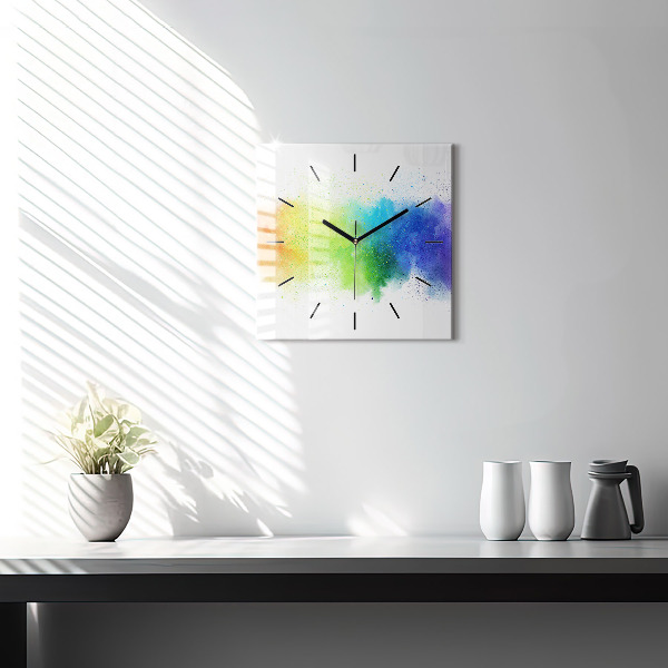 Square wall clock Abstract rainbow