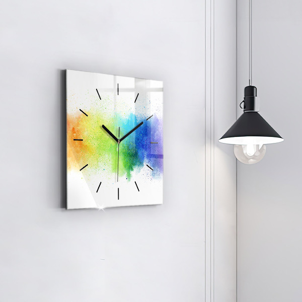 Square wall clock Abstract rainbow