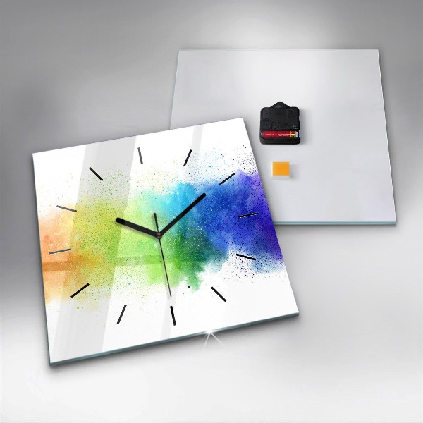 Square wall clock Abstract rainbow