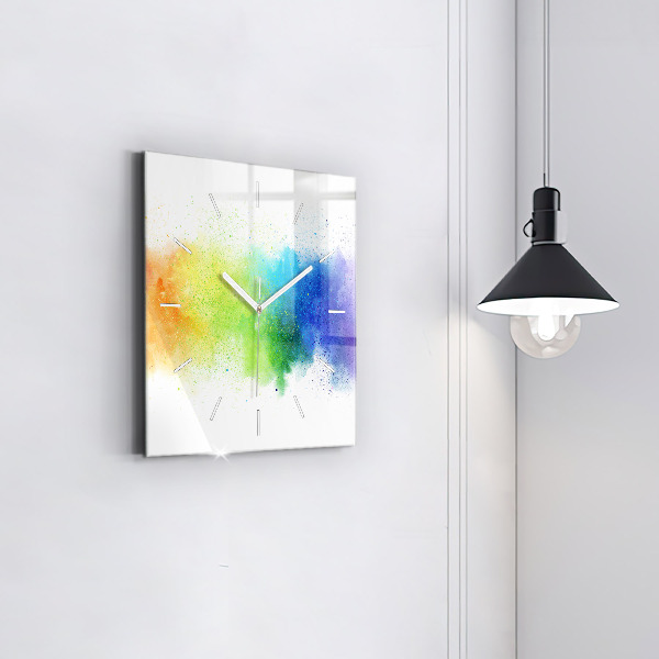 Square wall clock Abstract rainbow
