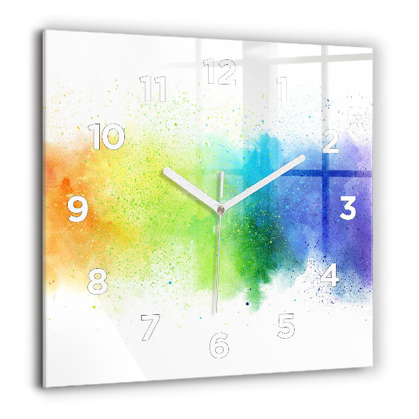 Square wall clock Abstract rainbow