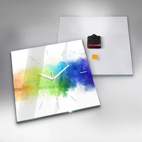 Square wall clock Abstract rainbow