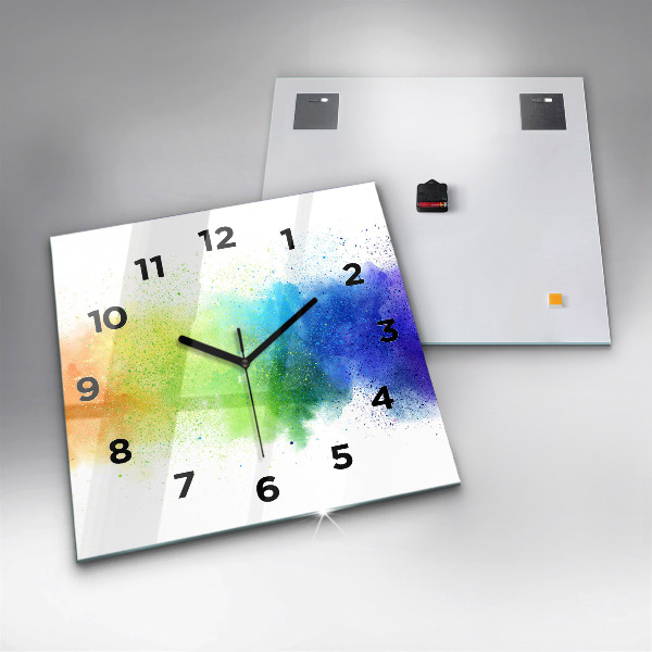 Square wall clock Abstract rainbow