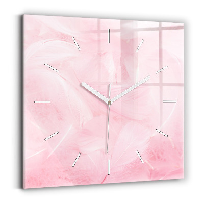 Square wall clock Feathers – abstract
