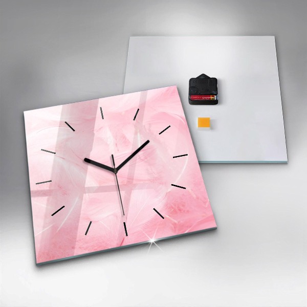 Square wall clock Feathers – abstract