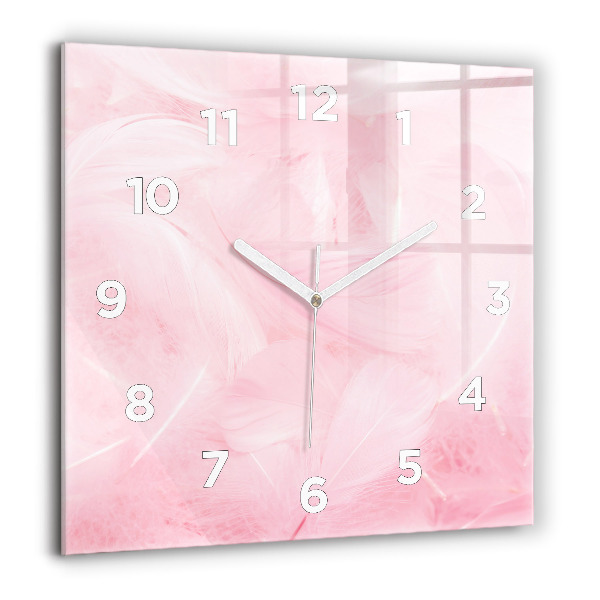 Square wall clock Feathers – abstract