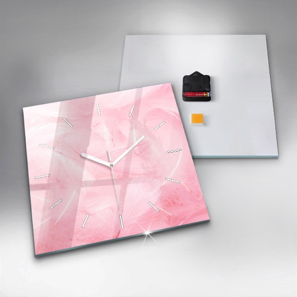 Square wall clock Feathers – abstract