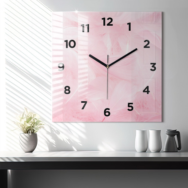 Square wall clock Feathers – abstract
