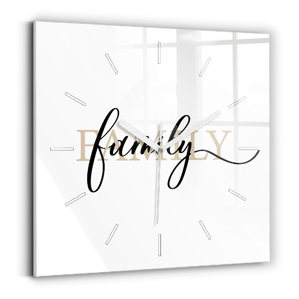 Square wall clock Family inscription