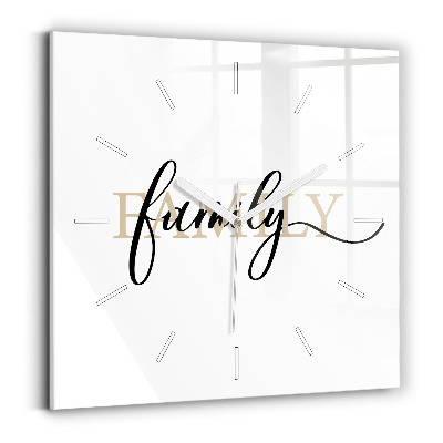 Square wall clock Family inscription