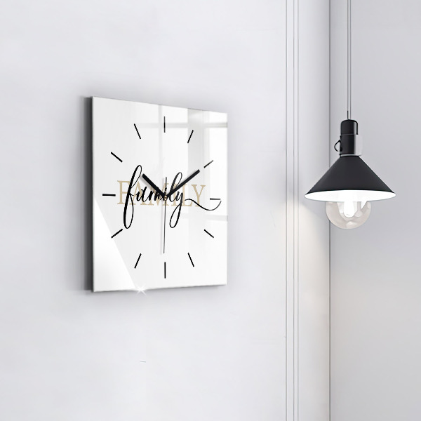 Square wall clock Family inscription