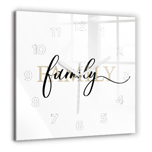 Square wall clock Family inscription
