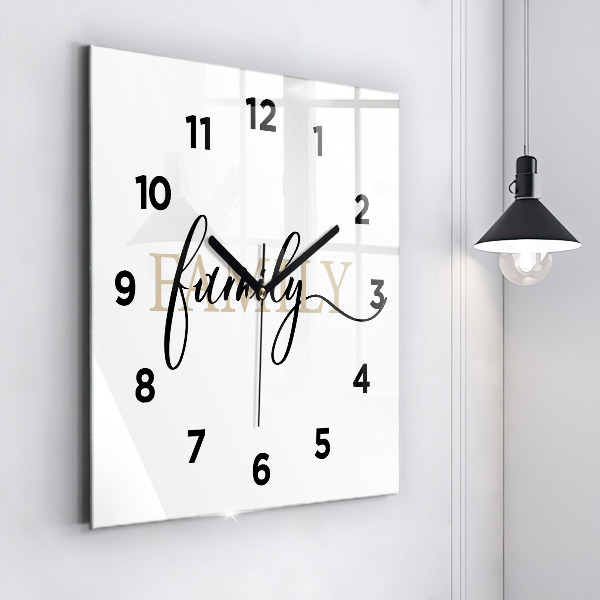 Square wall clock Family inscription