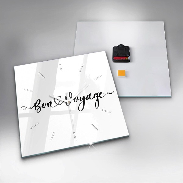 Square wall clock The inscription Bon voyage
