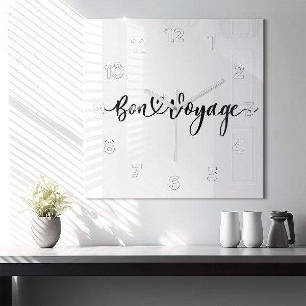Square wall clock The inscription Bon voyage