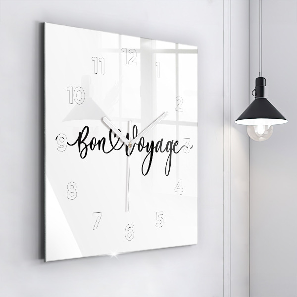 Square wall clock The inscription Bon voyage