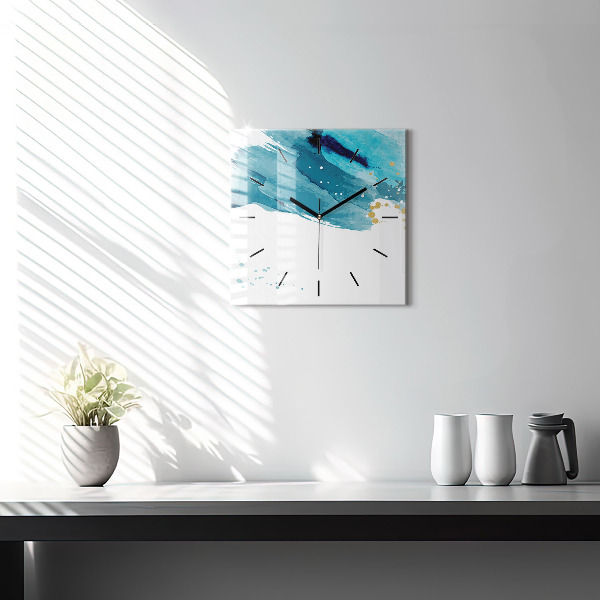 Square wall clock Brush strokes